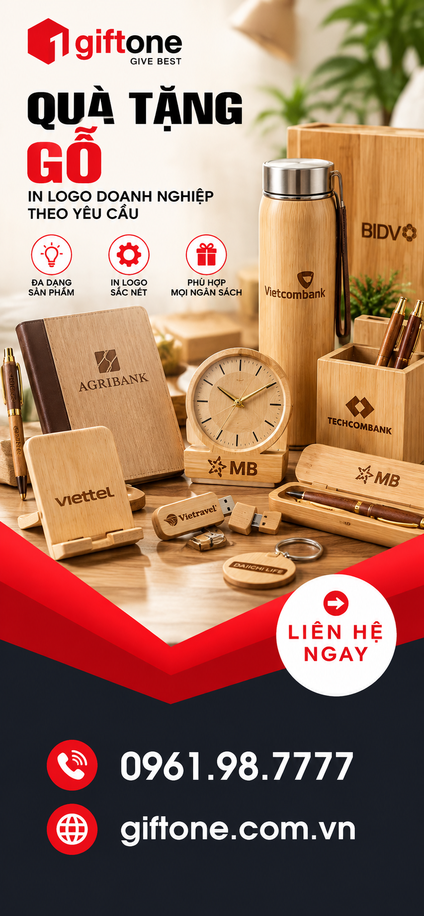 Quà Tặng Gỗ In Logo Doanh Nghiệp Gift One